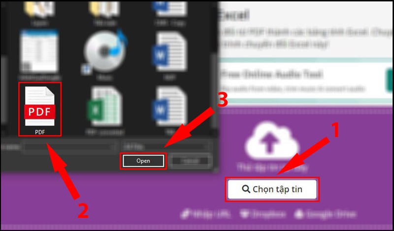 Chọn tệp PDF trên hệ thống