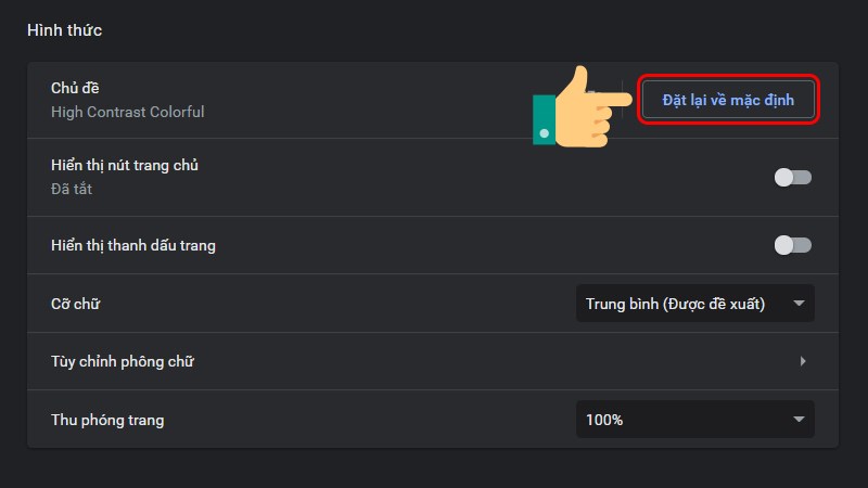 Đặt lại chủ đề về mặc định