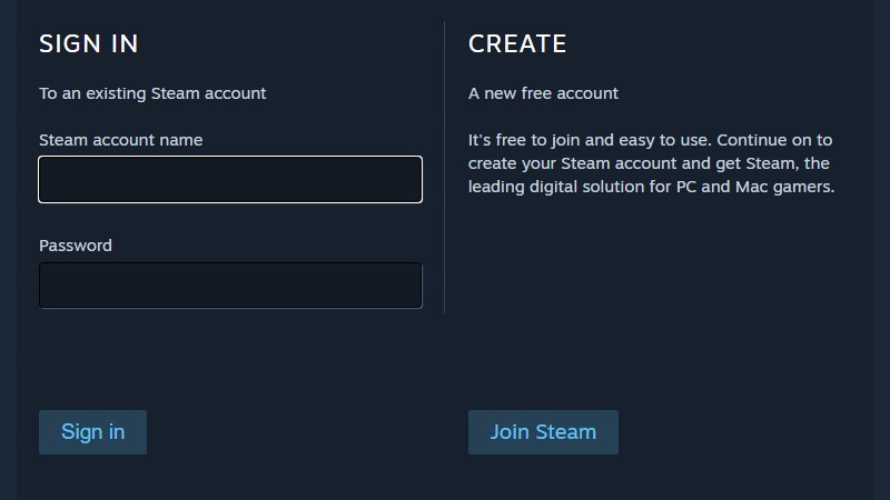 Đăng nhập tài khoản Steam