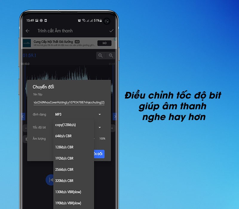 Điều chỉnh tốc độ bit âm thanh