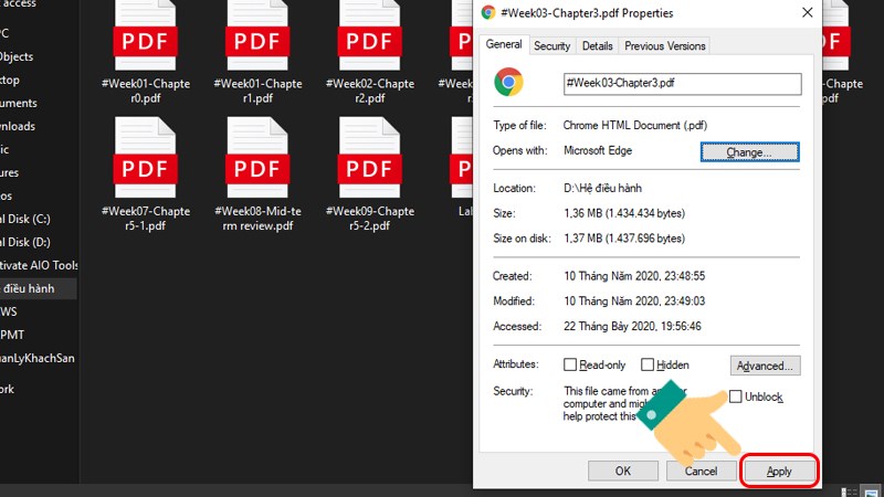 Nhấn vào Apply để áp dụng cho file PDF