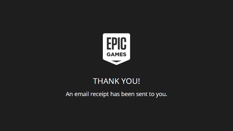 Epic Games Store gửi th&ocirc;ng b&aacute;o cảm ơn
