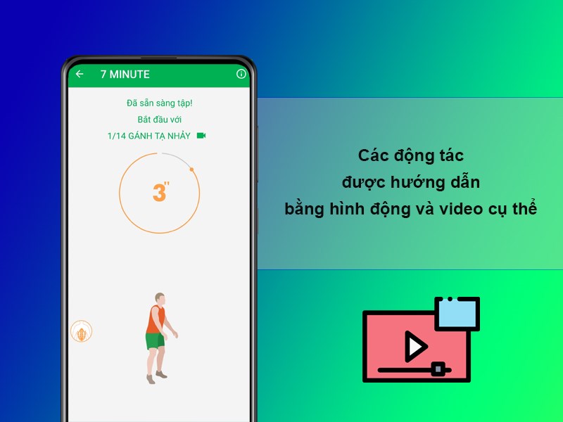 Các động tác được hướng dẫn bằng hình động và video cụ thể