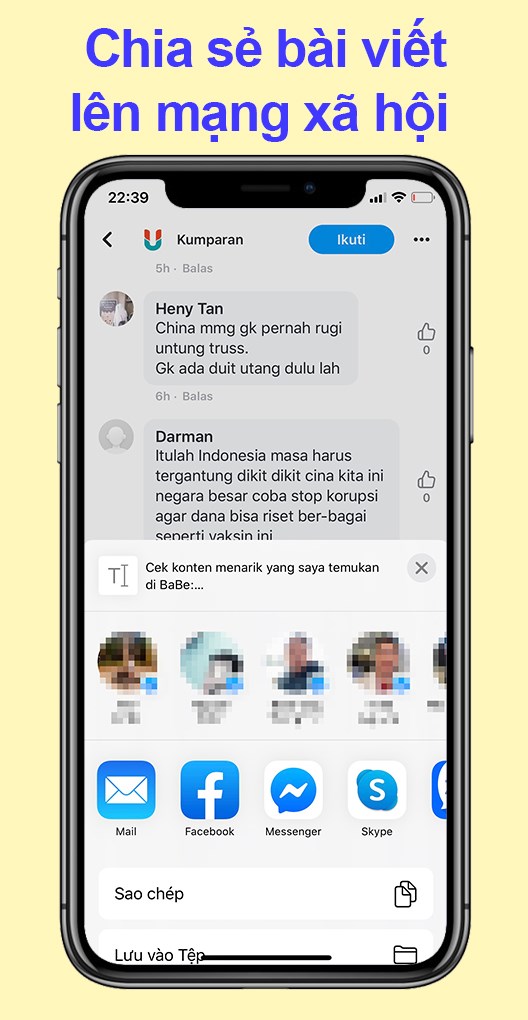 Chia sẻ b&agrave;i viết l&ecirc;n mạng x&atilde; hội