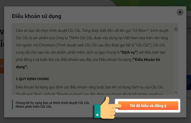 Đồng &yacute; với điều khoản.