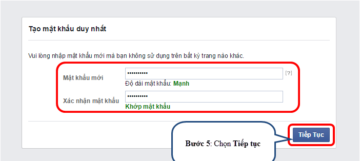 nhập mật khẩu mới vào 2 mục Mật khẩu mới và Xác nhận mật khẩu