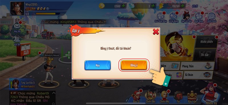 Nhấn Đồng &yacute; để tho&aacute;t t&agrave;i khoản