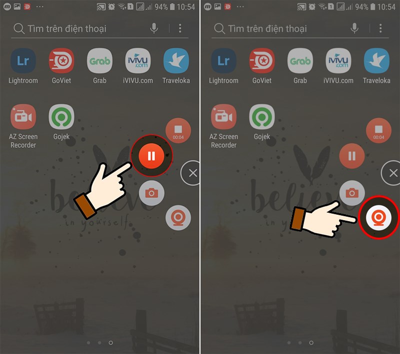 dừng lại thì nhấn vào biểu có 2 thanh dọc để dừng lại