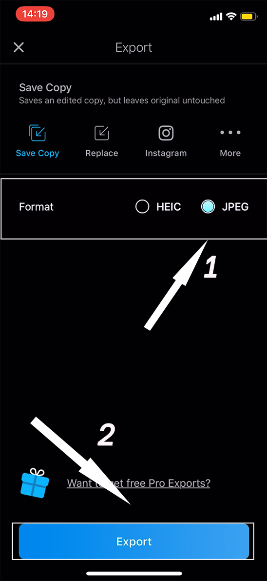 Tại giao diện n&agrave;y, bạn chọn Format l&agrave; JPEG hoặc HEIC đều được. 