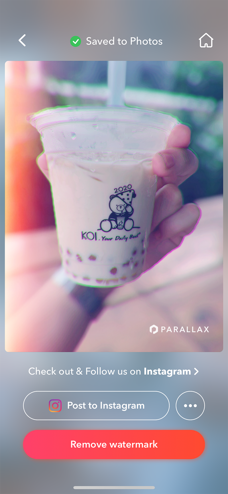  Sau khi hoàn tất, bạn nhấn nút Lưu ngay phía trên để lưu ảnh về máy. Ngoài ra, bạn cũng có thể đăng nhanh ảnh lên Instagram.