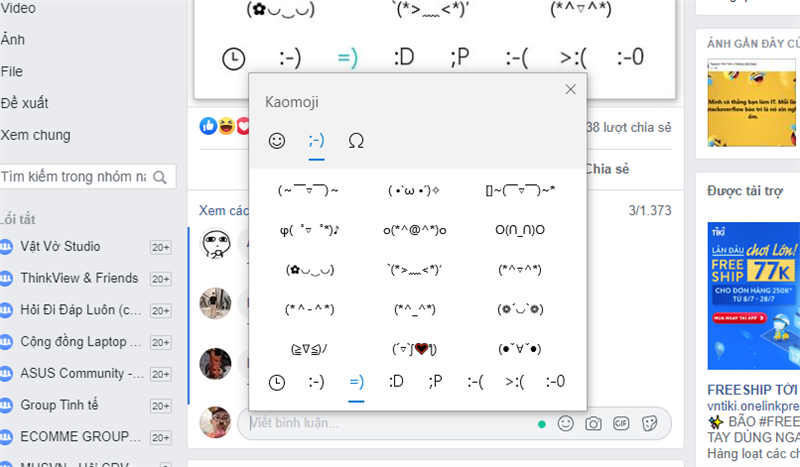 bạn chọn biểu tượng hình ;-)
