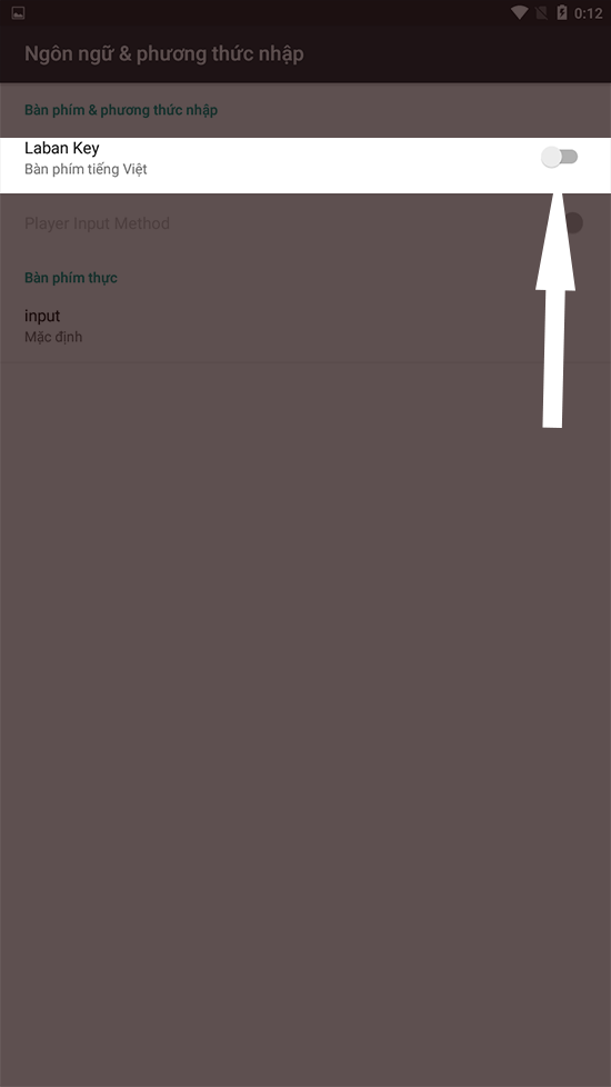 bạn kéo thanh gạt mục Laban Key sang bên phải để bật bàn phím Laban Key.