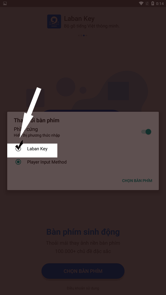 chọn mục Laban Key