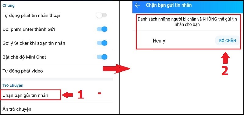 Chọn chặn bạn gửi tin nhắn