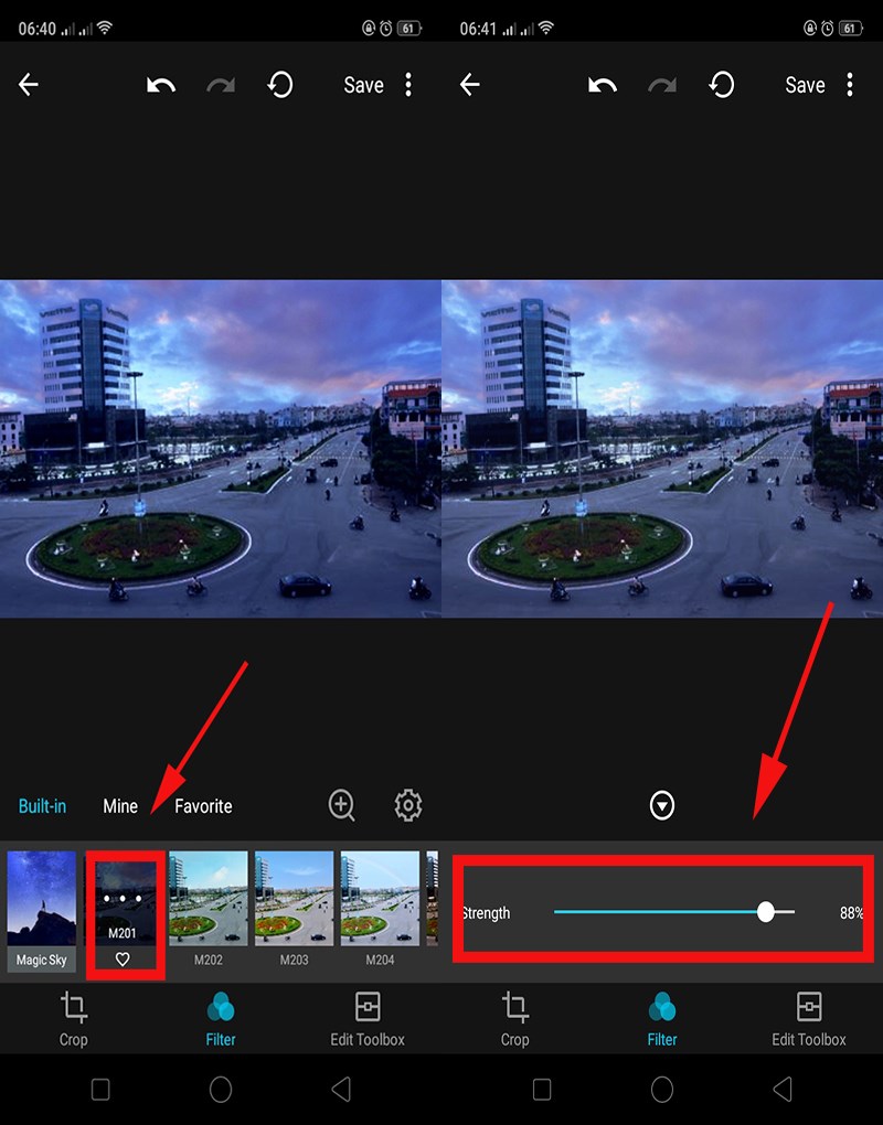 Thanh điều chỉnh độ đậm mờ của hiệu ứng trong Magic Sky