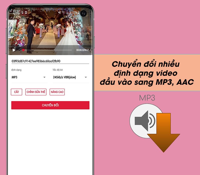 Chuyển đổi nhiều định dạng video đầu vào sang MP3, AAC