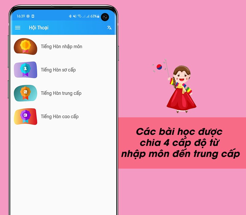 C&aacute;c b&agrave;i học được chia 4 cấp độ từ nhập m&ocirc;n đến trung cấp