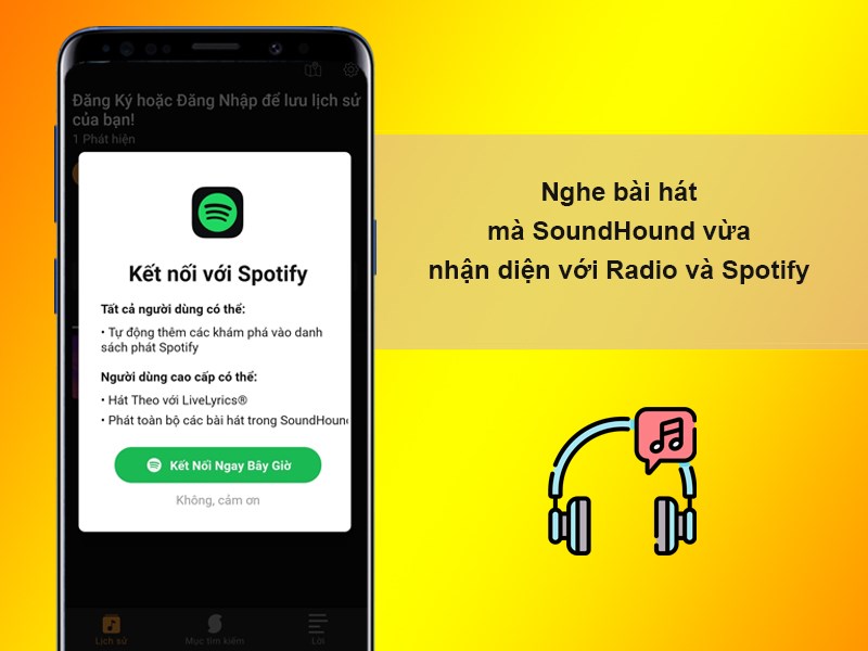 Nghe bài hát mà SoundHound vừa nhận diện với Radio và Spotify