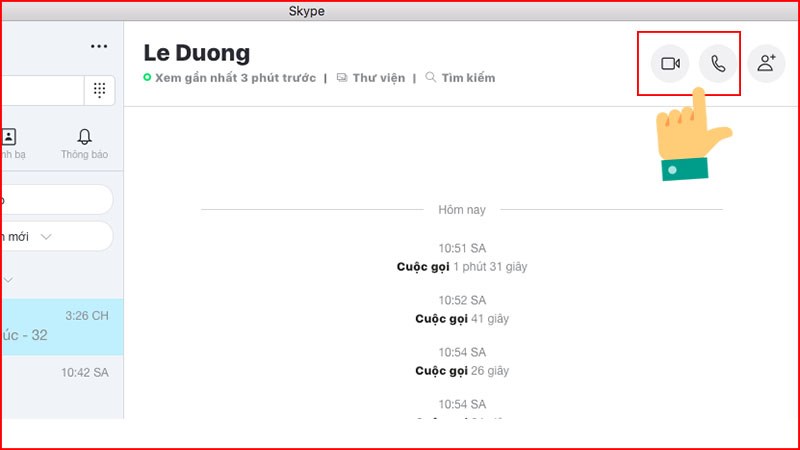 Chọn cuộc hội thoại bạn muốn gọi > Chọn biểu tượng gọi.