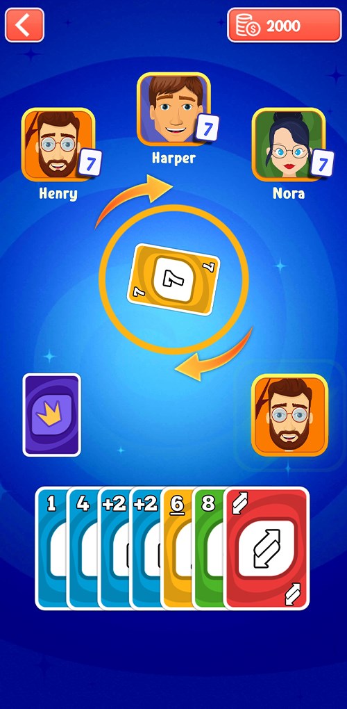 Giao diện chơi bài trong Uno Friends