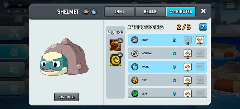 Bảng thuộc tính của quái thú