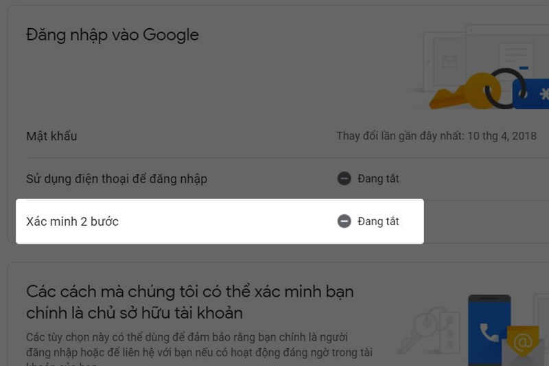 Xác minh 2 bước bắt đầu.