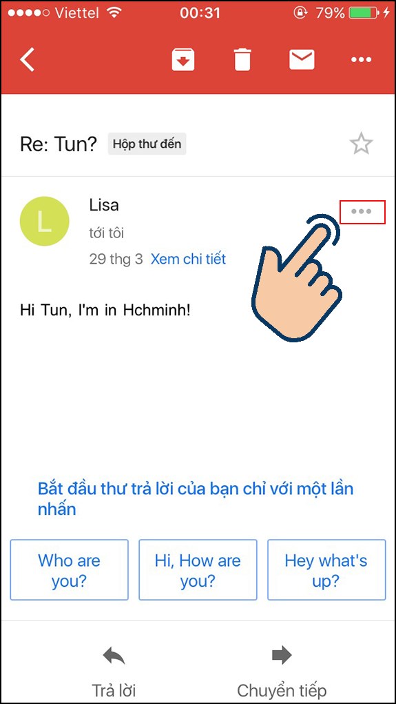 chọn vào icon dấu 3 chấm