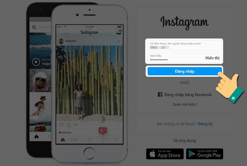 Điền thông tin đăng nhập.