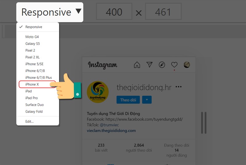 Chọn thiết bị hiển thị.