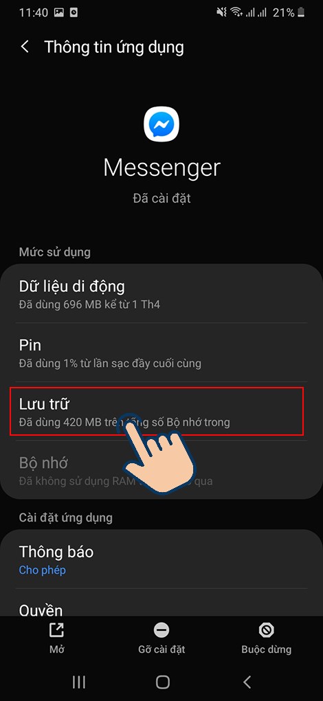 Chọn vào Lưu trữ.