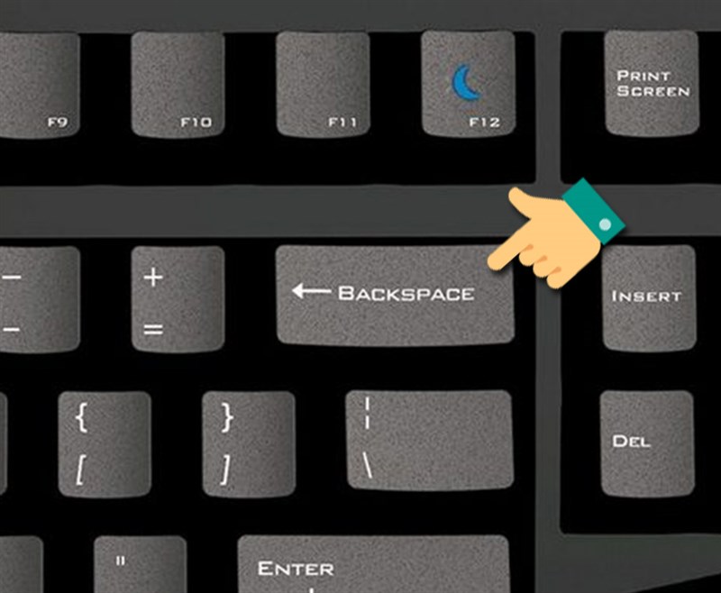 Nhấn nút Backspace trên bàn phím