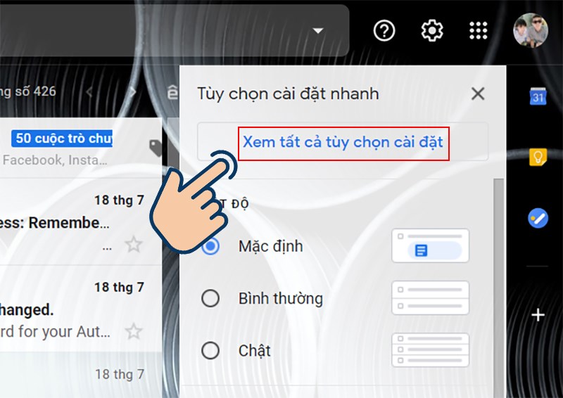  vào Xem tất cả tuỳ chọn cài đặt.