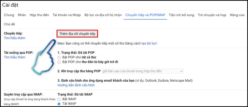 Bước 3: Chọn thêm địa chỉ chuyển tiếp.