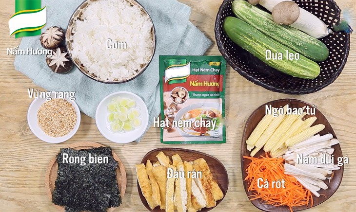 Các nguyên liệu món ăn uống sushi chay