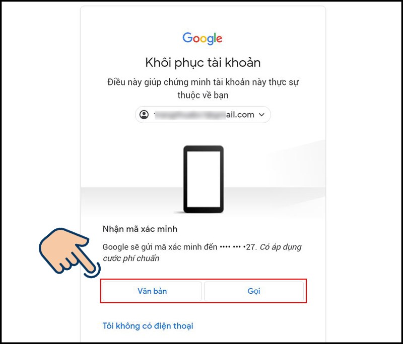 Bạn c&oacute; thể x&aacute;c minh bằng số điện thoại đăng k&yacute; Gmail