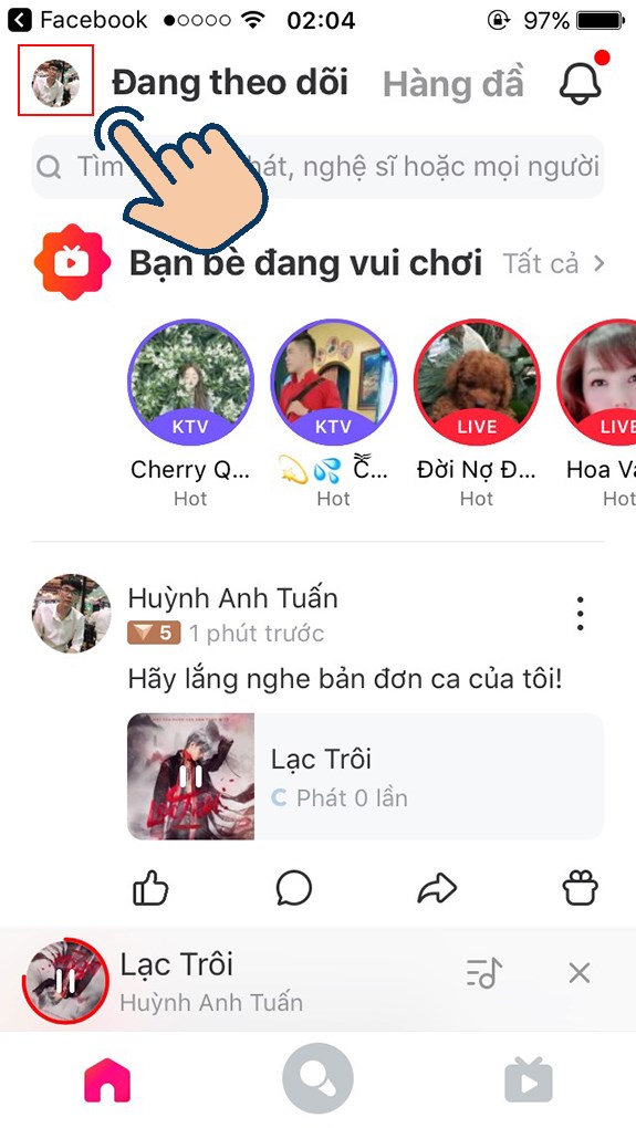  V&agrave;o biểu tượng trang c&aacute; nh&acirc;n.