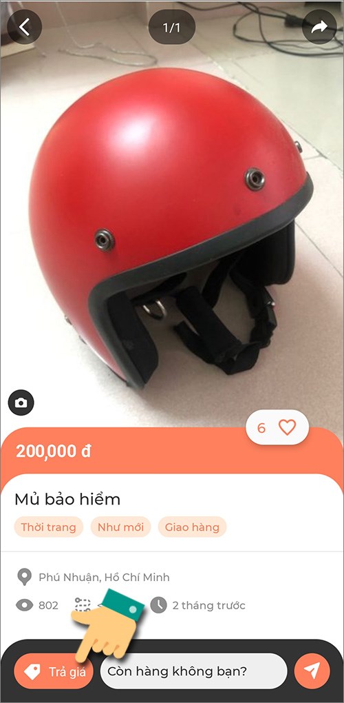 Trả giá cho mặt hàng.