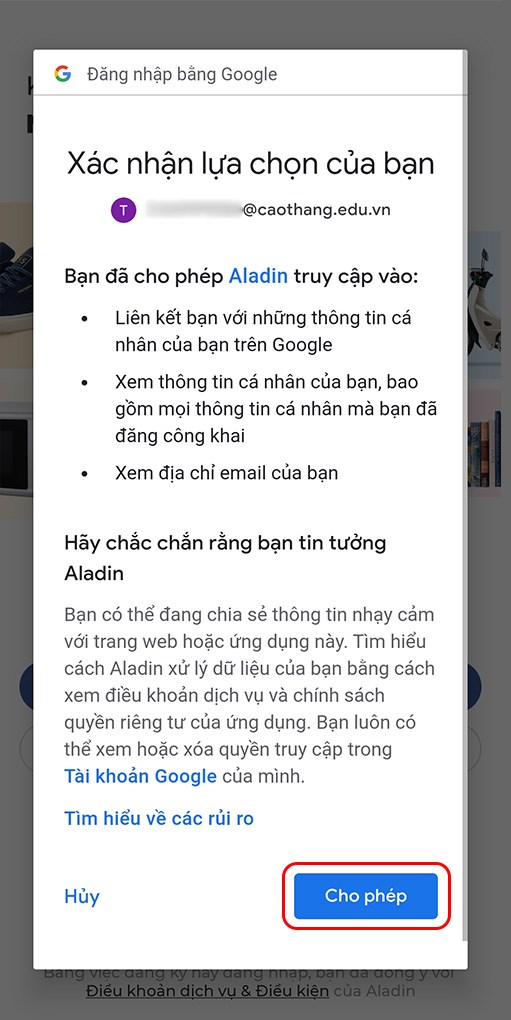 Đồng ý các điều khoản.