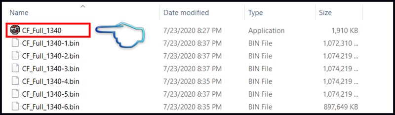 Bước 5: Nhấn mở CF_FULL_1340 tại thư mục bạn tải về.