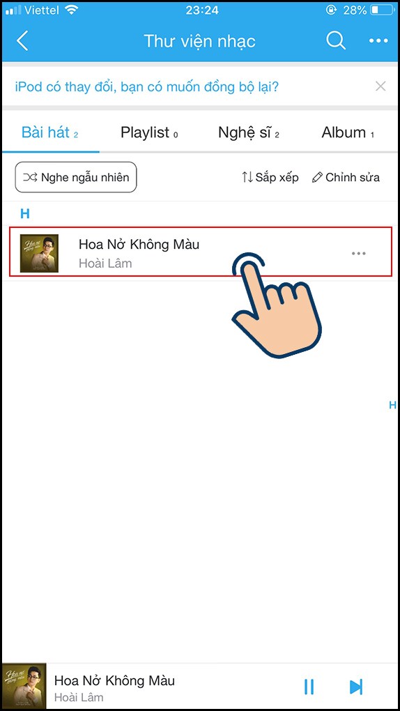 kiểm tra và nghe lại bài hát mình đã tải về ở Thư viện nhạc.