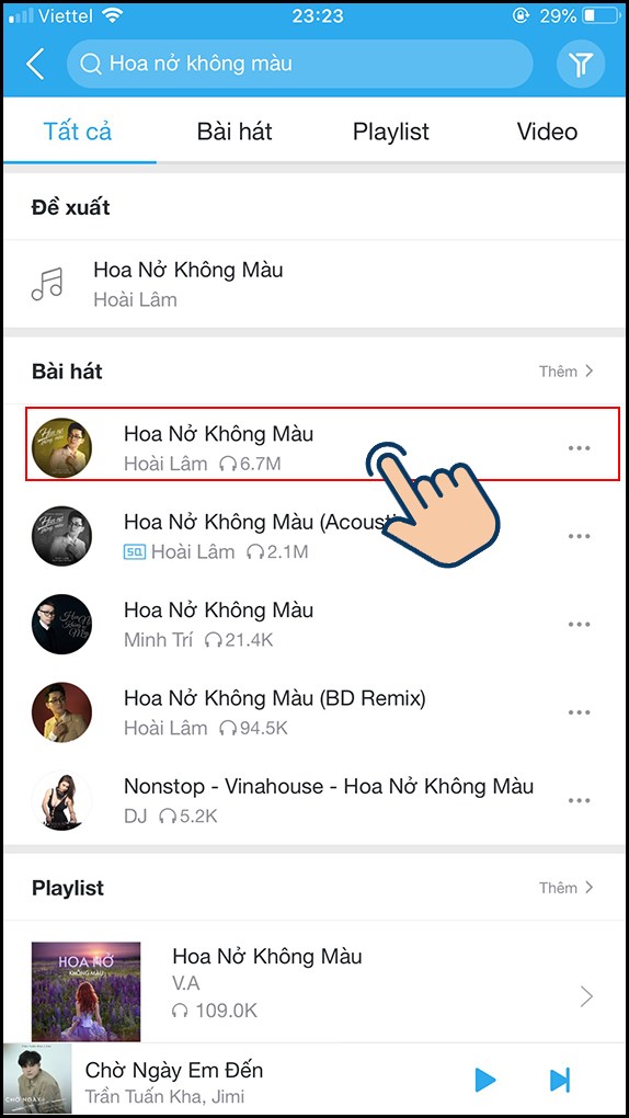 Chọn vào bài hát mà bạn muốn tải