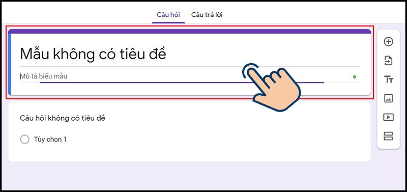 Nhập tiêu đề và mô tả biểu mẫu