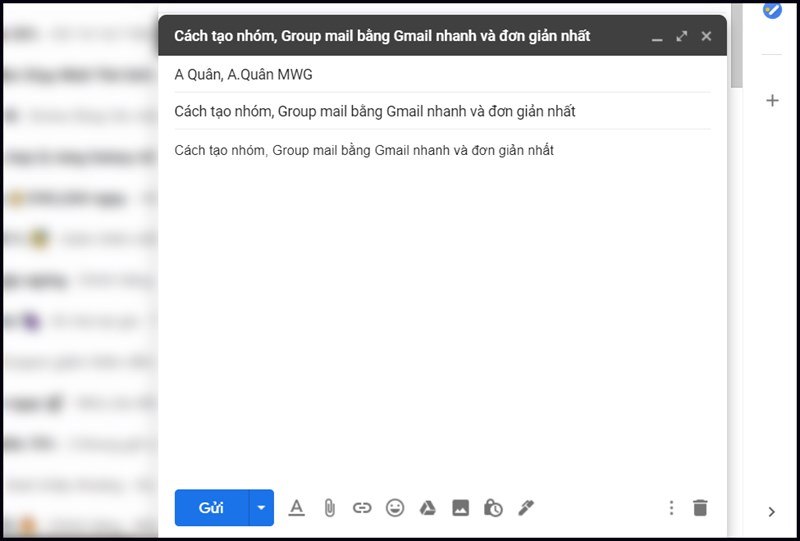 Bước 5: Hoàn thành email và nhấn gởi.