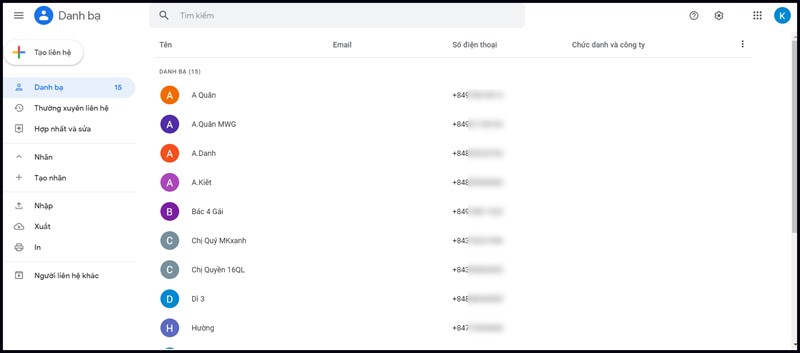 Bạn đăng nhập danh bạ Gmail