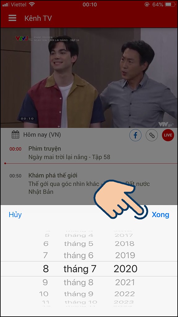 họn thời gian mà bạn muốn xem và nhấn Xong.