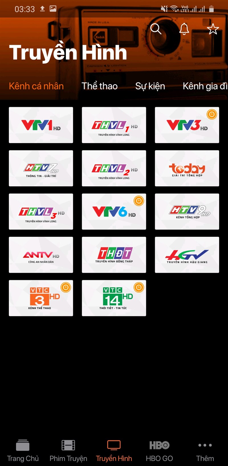 Bước 3: Tiếp đó, hệ thống sẽ hiển thị ra các kênh truyền hình là VTV1, VTV3, VTV6, THVL,... tại kênh cá nhân. Bạn muốn xem kênh nào, chỉ cần nhấn vào.