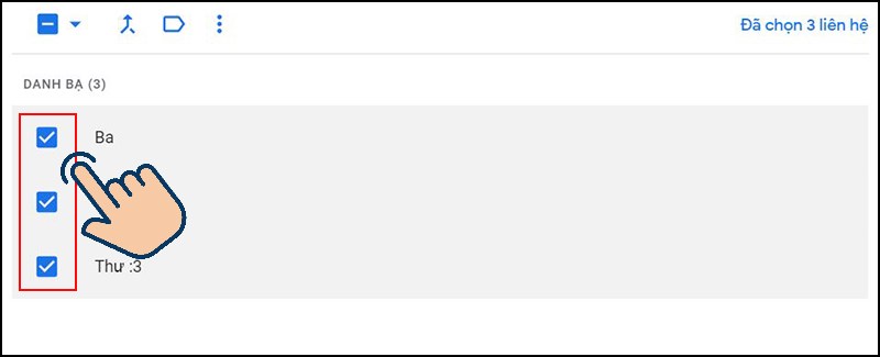 chọn biểu tượng &ocirc; vu&ocirc;ng đầu li&ecirc;n hệ.