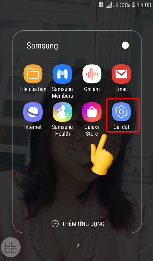 vào mục cài đặt 