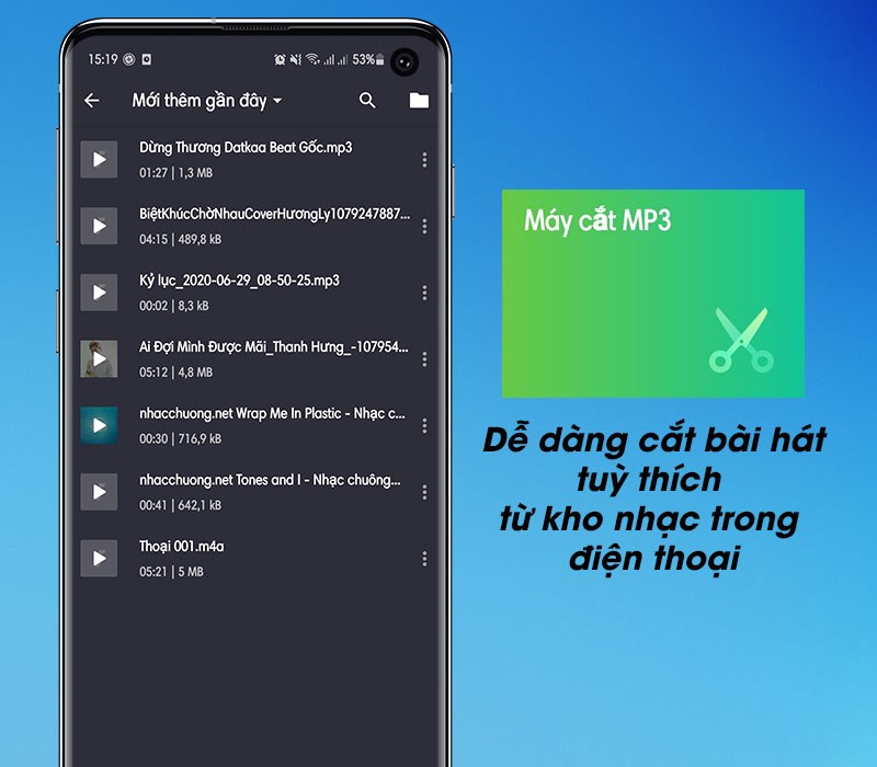 Dễ dàng cắt bài hát tuỳ thích từ kho nhạc trong điện thoại