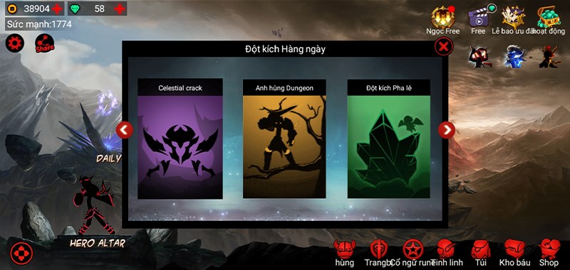 Những màn chơi chế độ hằng ngày